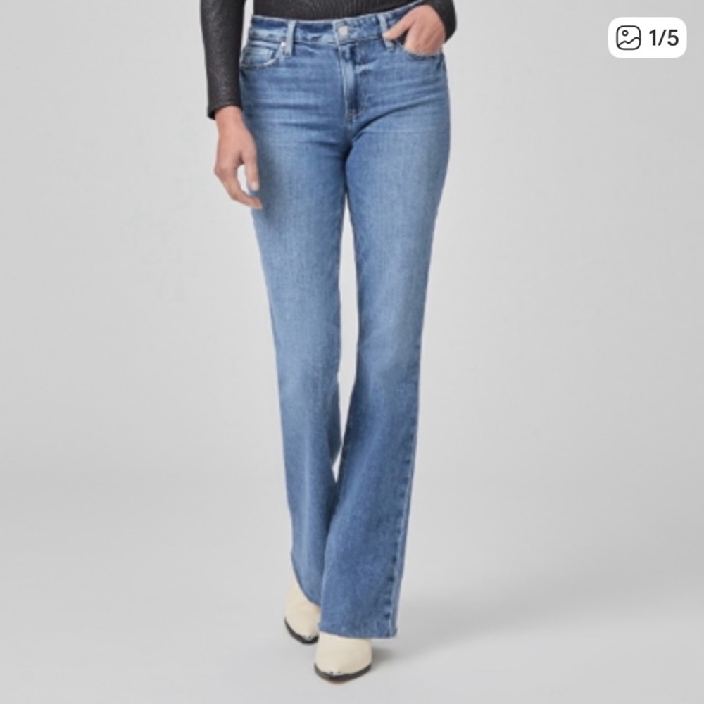 PAIGE Sky Blue Wide Leg Jeans